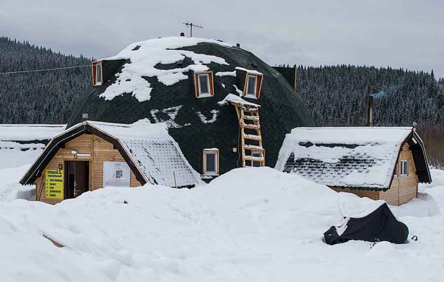 Dome snowmobile camp Ural Russia