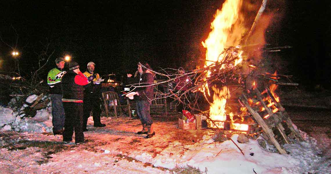 Ginger snaps around a bon fire