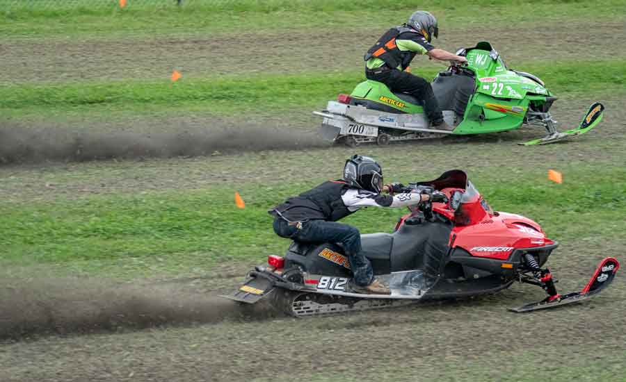 snowmobile grass drag racers