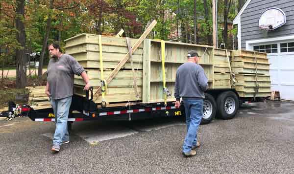 Volunteers assembled decks before delivering to Camp Sno-Mo.