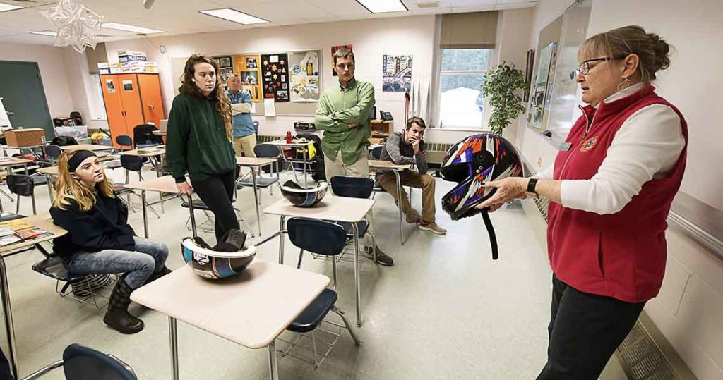 Marie Hixson of NH teaches a snowmobile safety course