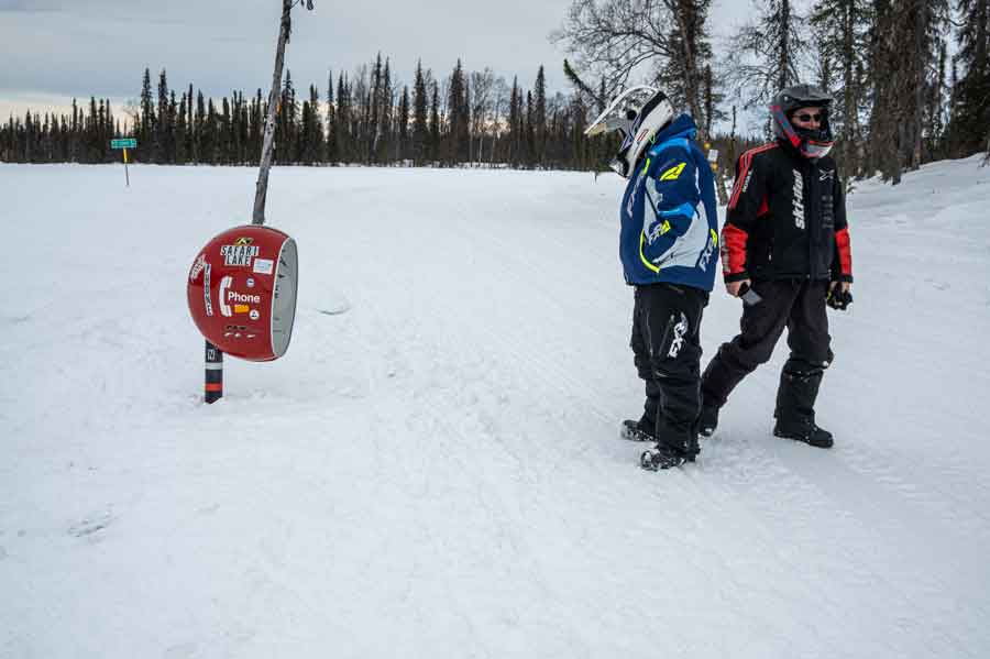 Pay phone buried in snow Petersville Alaska