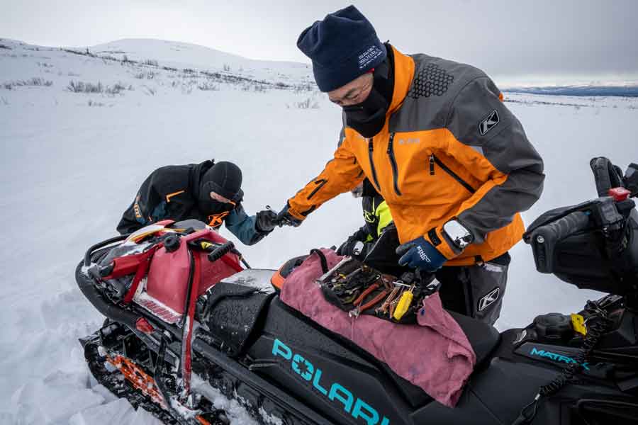 Snowmobile repairs in Denali National Park, Alaska