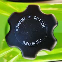 Gas cap for Arctic Cat Catalyst 858 reads "91-octane required"