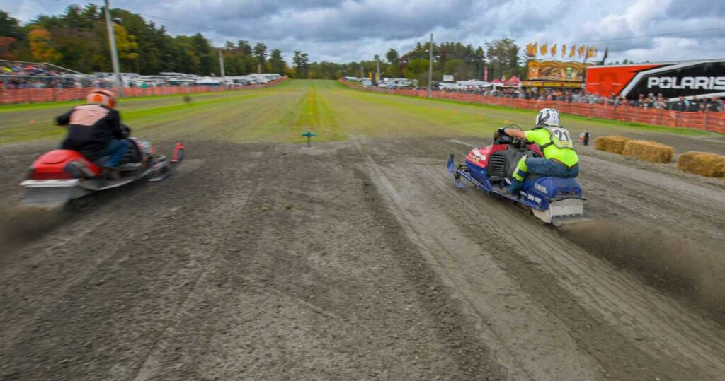 Amateur snowmobile Grass Drags Racing in NH
